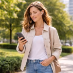 Osoba idąca na krótki spacer w przerwie od pracy