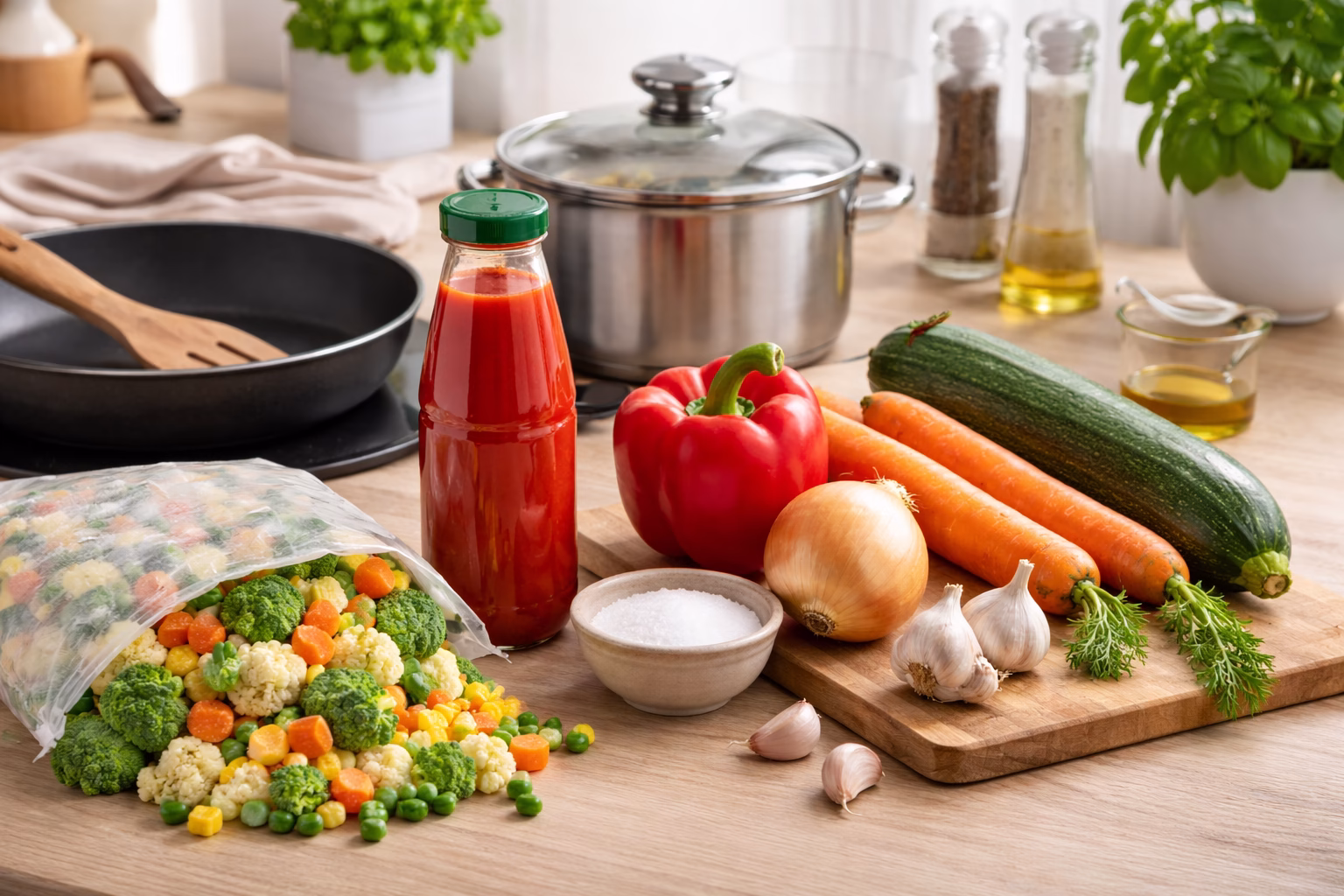 Minimalistyczny zestaw warzyw + patelnia (zero sałaty)