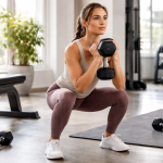 Początkująca osoba trenująca z hantlami na siłowni