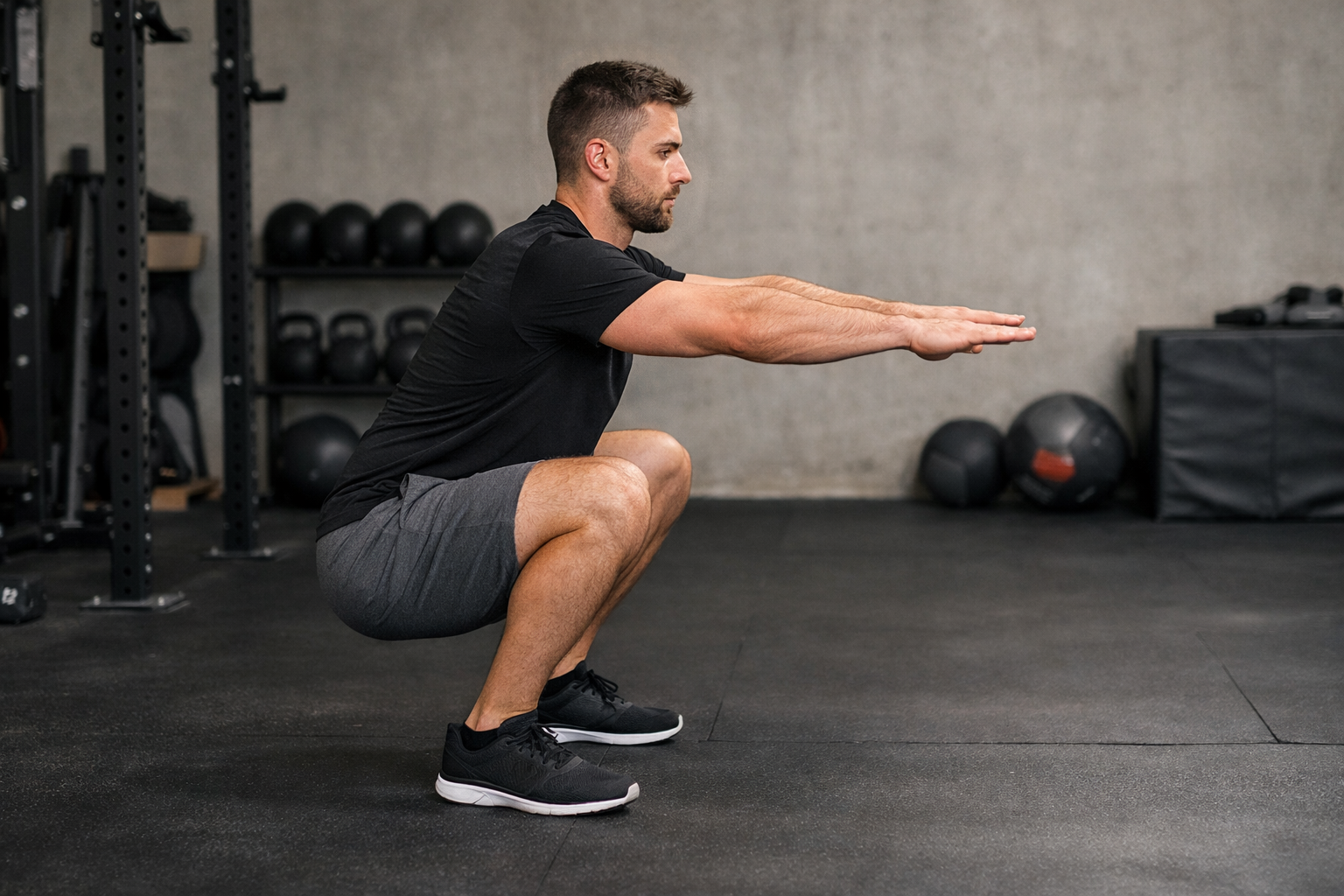 nauka przysiadu bez ciężaru z kontrolą ruchu