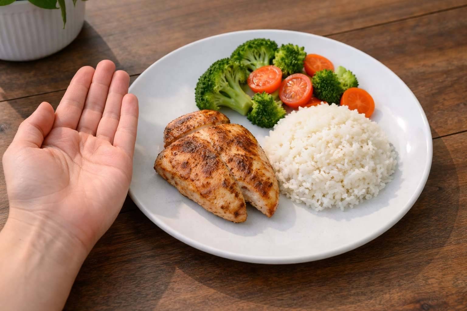 Jedzenie obok dłoni jako prosta miara