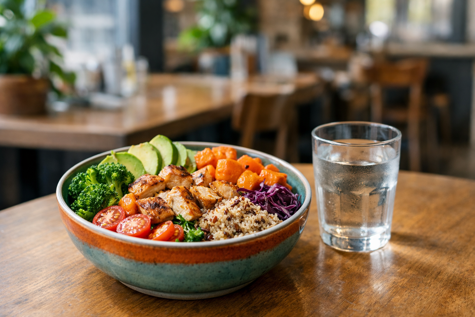 zdrowy posiłek w restauracji i spokojny wybór